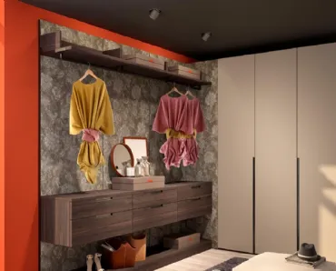 Cabina Armadio in laccato opaco, legno e finiture in pelle stampata modello 55D di Ferrimobili