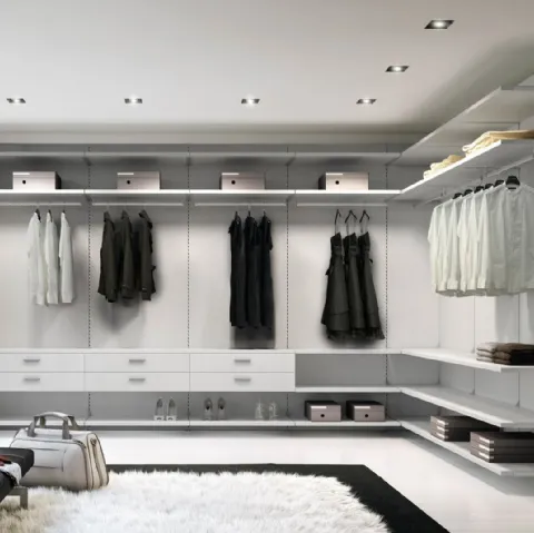 Cabina Armadio in laccato bianco opaco Railsystem 37D di Ferrimobili