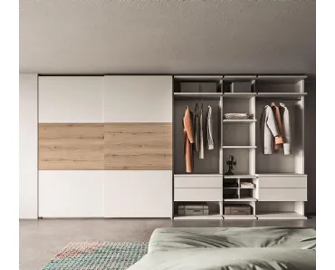 Cabina Armadio in laccato bianco opaco e legno Weekend 02 di Mab