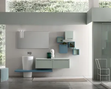 Mobile da Bagno sospeso in laccato opaco The verde Rush 29 di Arcom