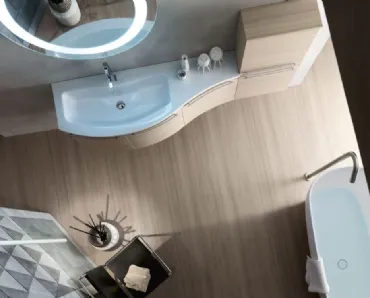 Mobile da Bagno sospeso dalla forma curva realizzato in Larice E-Ly 35 di Arcom