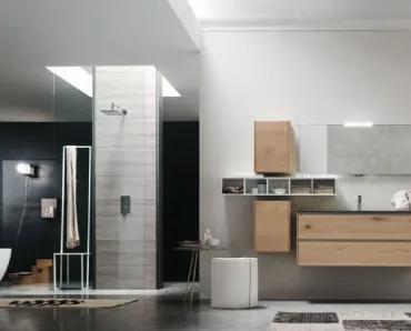 Mobile da Bagno sospeso in Rovere naturale Escape 23 di Arcom