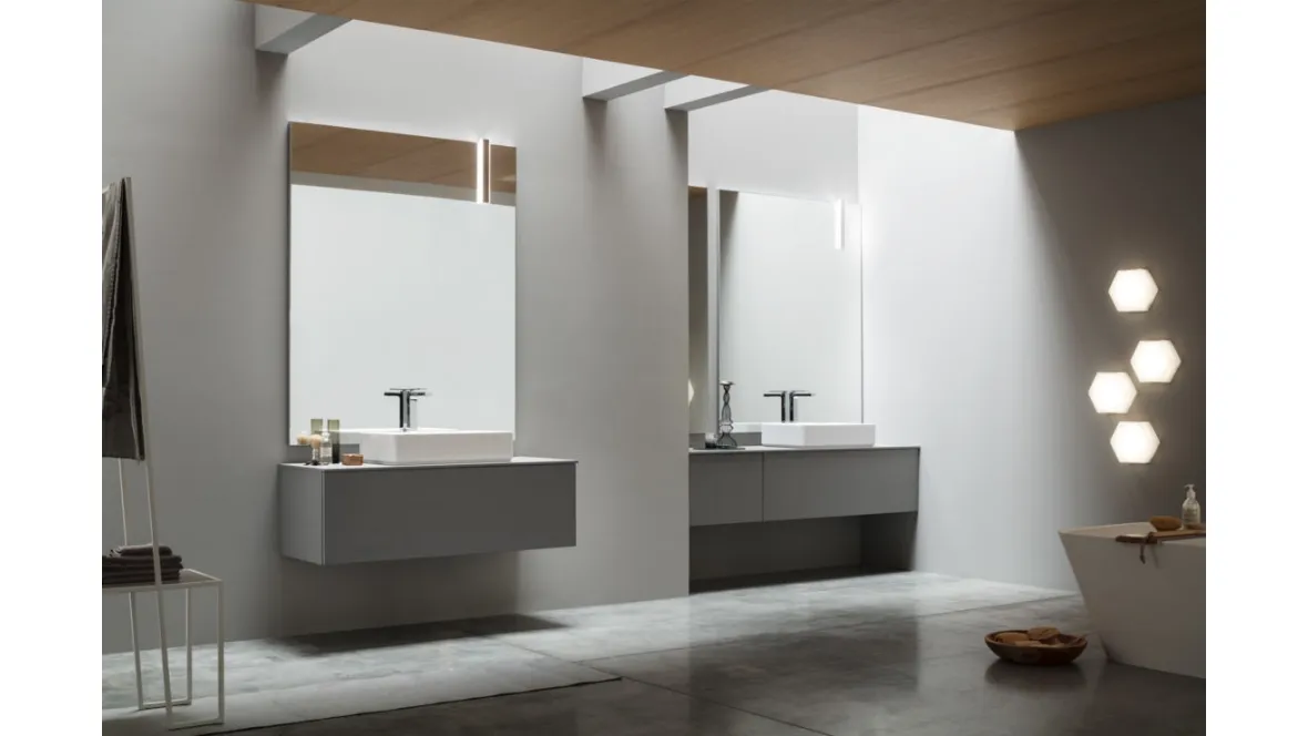 Mobile da Bagno sospeso Rovere laccato Grafite opaco Pollock 01 di Arcom