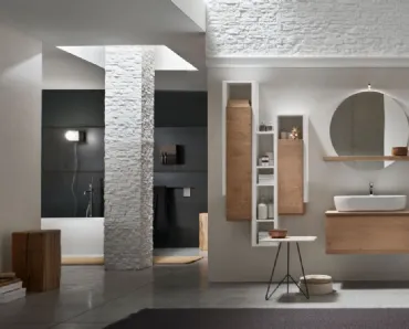 Mobile da Bagno sospeso in rovere naturale Soul 01 di Arcom