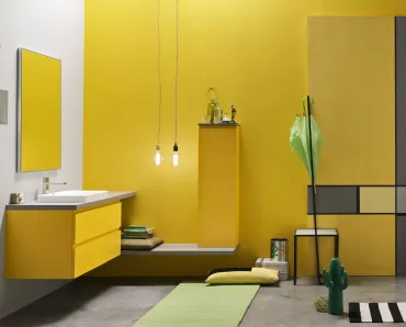 Mobile da Bagno sospeso laccato opaco Giallo Soul 51 di Arcom