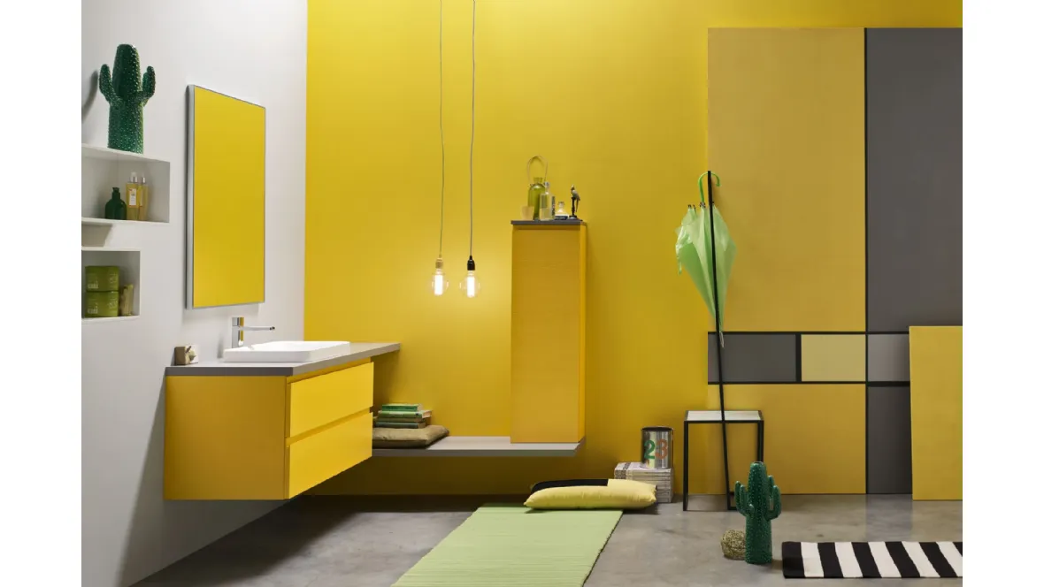 Mobile da Bagno sospeso laccato opaco Giallo Soul 51 di Arcom