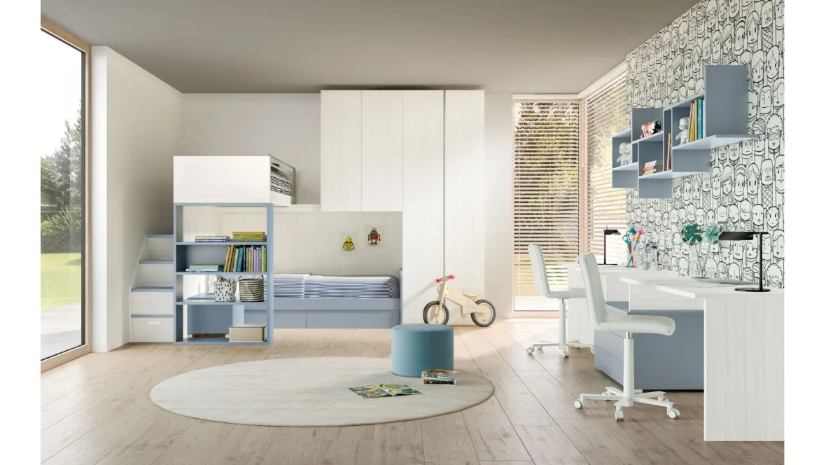 Camera con soppalco Room166 di Zg Mobili