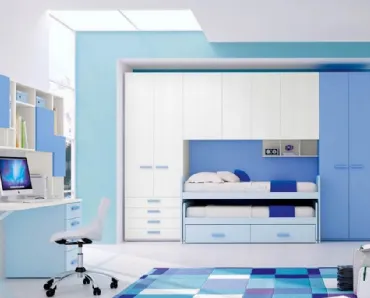Cameretta per Ragazzi 637 a ponte con letto estraibile di Ferrimobili