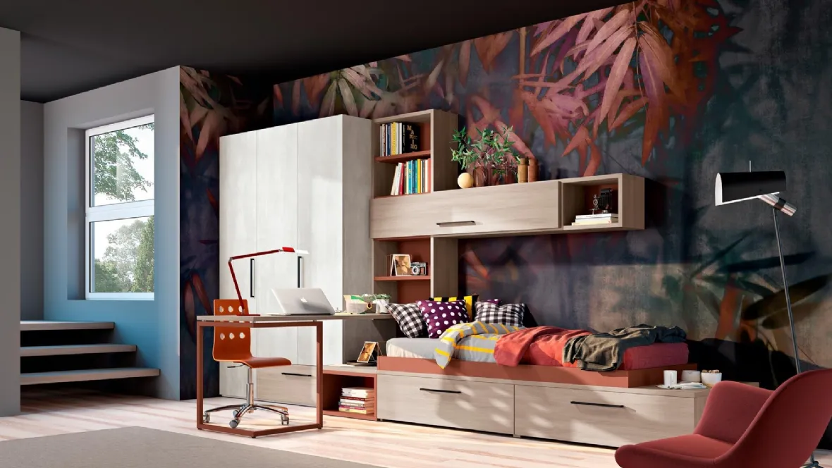 Cameretta moodbook 211 in legno di Ferrimobili
