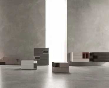 Gruppo notte componibile in laccato opaco Brick di Mab