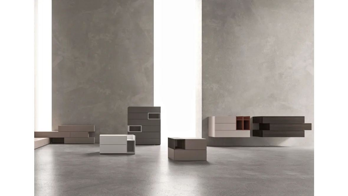 Gruppo notte componibile in laccato opaco Brick di Mab