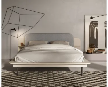 Letto in laccato opaco con testiera in tessuto Secret di Mab