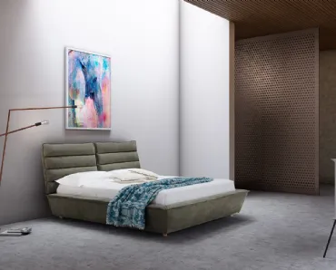 Letto in tessuto con testiera imbottita sdoppiata e inclinabile Remix di Novaluna