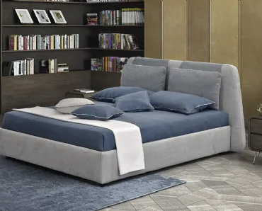 Letto in tessuto con testiera dalla forma originale Spring di Novaluna