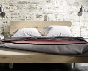 Letto in legno chiaro con testiera Self di Mab