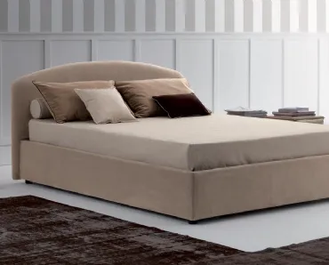 Letto in tessuto imbottito con testiera tonda Soft di Novaluna
