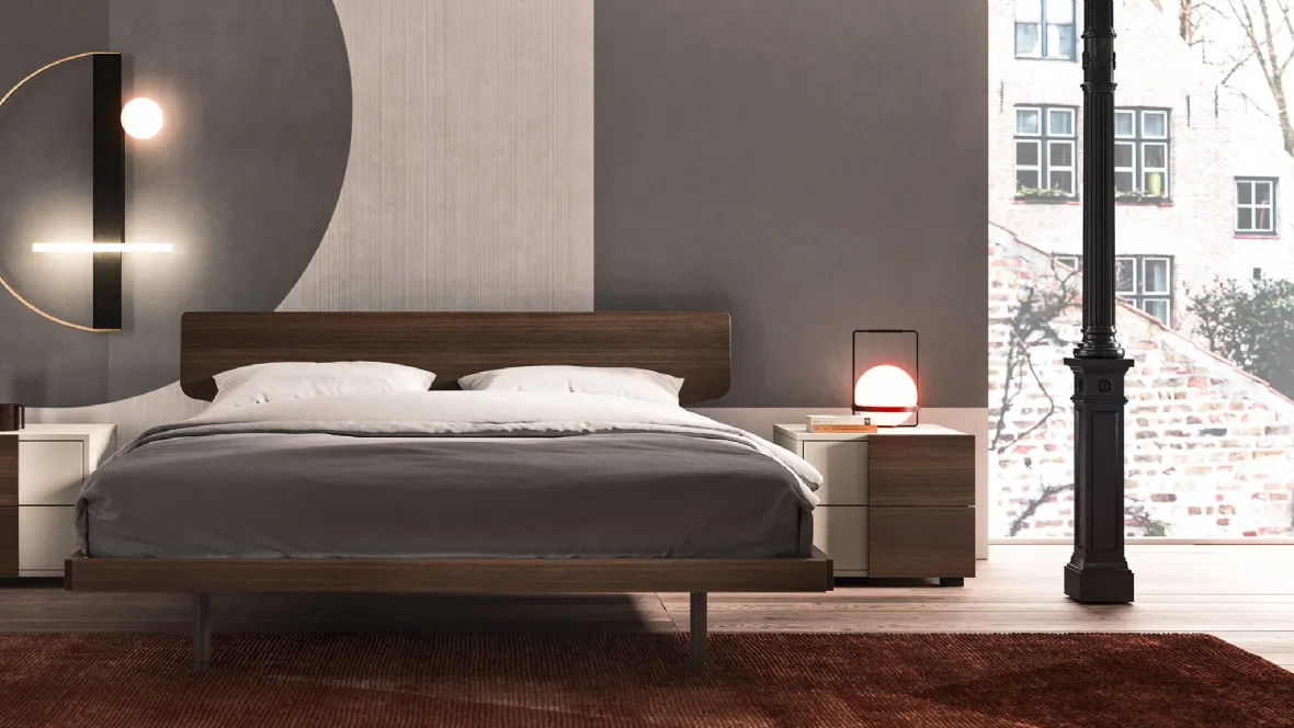 Letto in legno scuro con testiera Urban di Mab