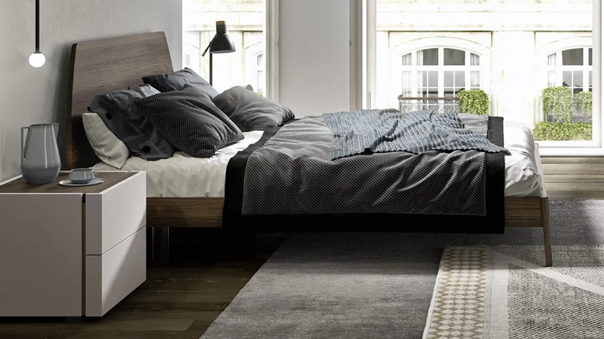 Letto in legno con testiera sagomata Vico di Mab