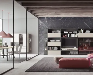 Libreria a muro componibile in laccato opaco Comp 13 di Mab