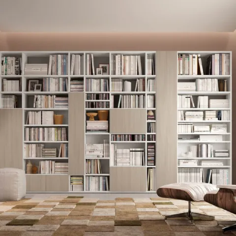 Libreria living 75D composta da ante e vani a giorno di Ferrimobili