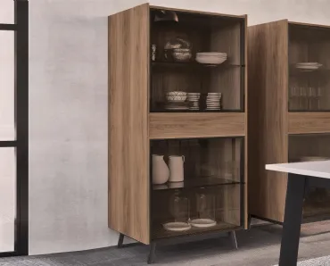 Madia Alta in legno con ante e ripiani in vetro Glamour 06 di Mab