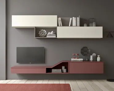 Parete Attrezzata in laccato opaco dai colori decisi e dal design moderno Comp 30 di Mab