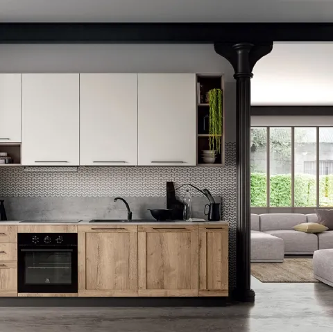 Cucina Moderna in linea effetto legno Easy 013 di Ar-due
