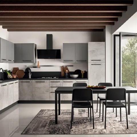 Cucina Moderna in laccato e effetto cemento ad angolo Easy 015 di Ar-due