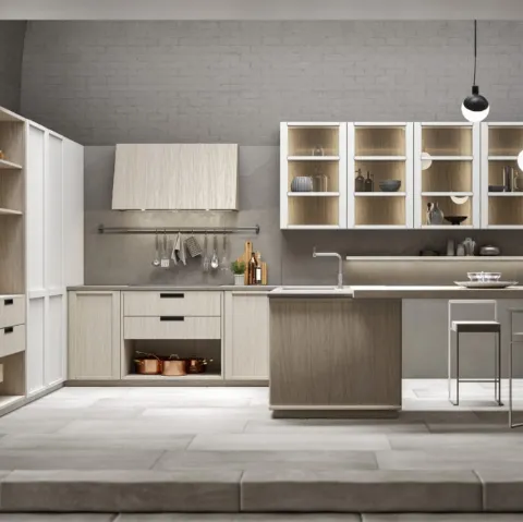 Cucina Moderna angolare in legno di Rovere Eclettica 05 di Scandola